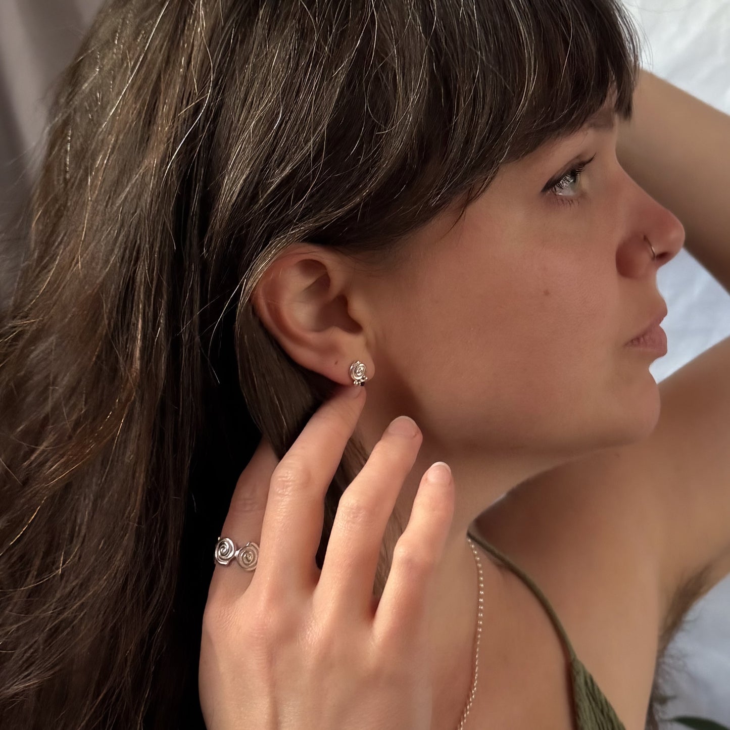 Sapphires and Spirals Stud Earrings