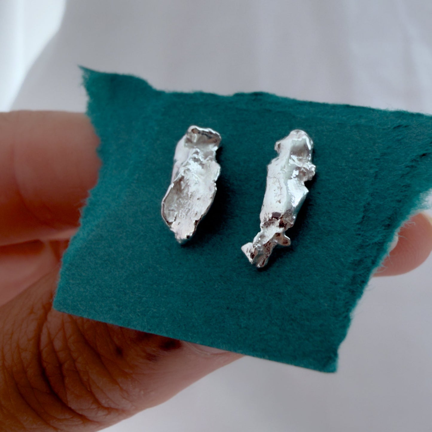 Water Cast Stud Earrings (Pair)