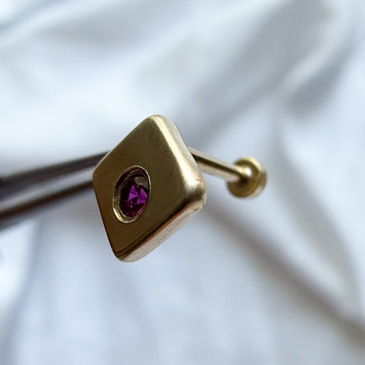 10k Gold 2mm Ruby Flat Back Earring