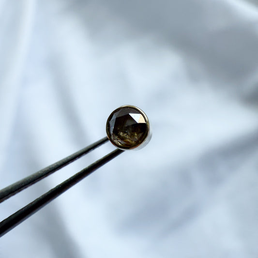 10k Gold 3mm Grey Diamond Flat Back Earring