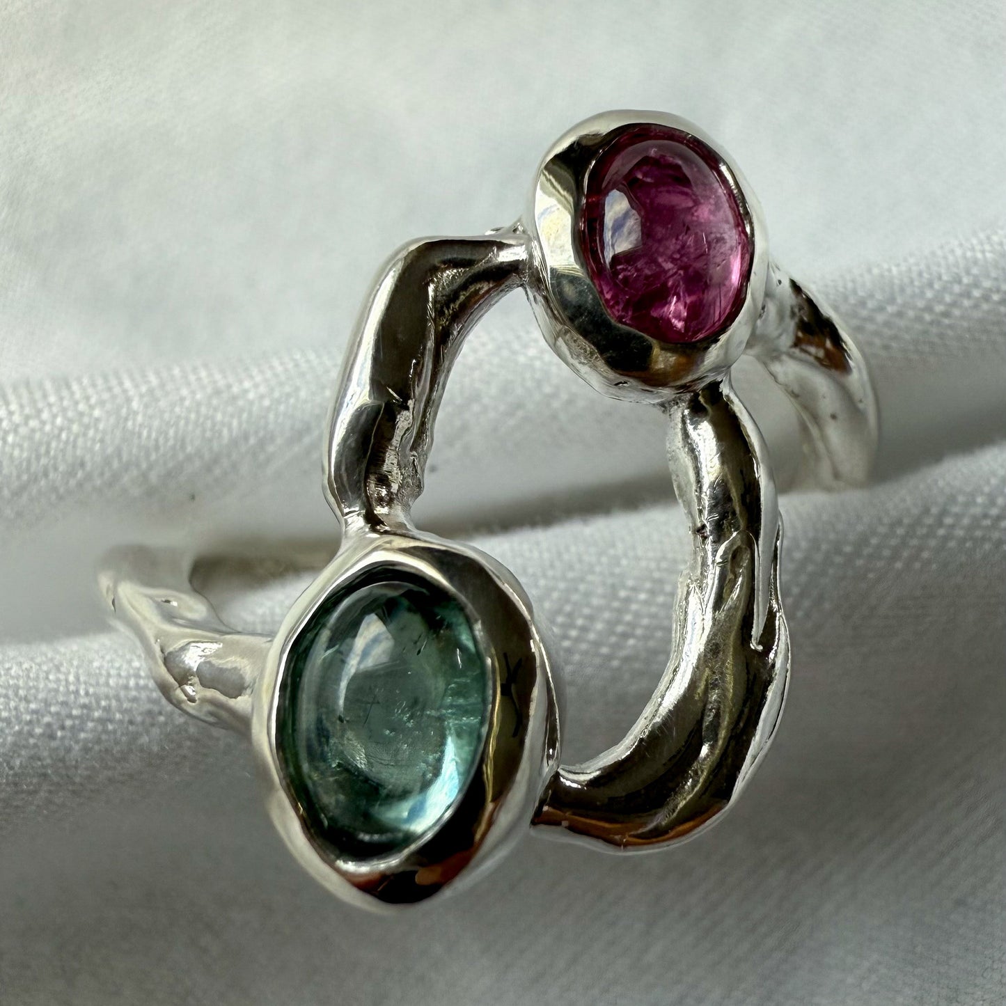 pink and green tourmaline ring