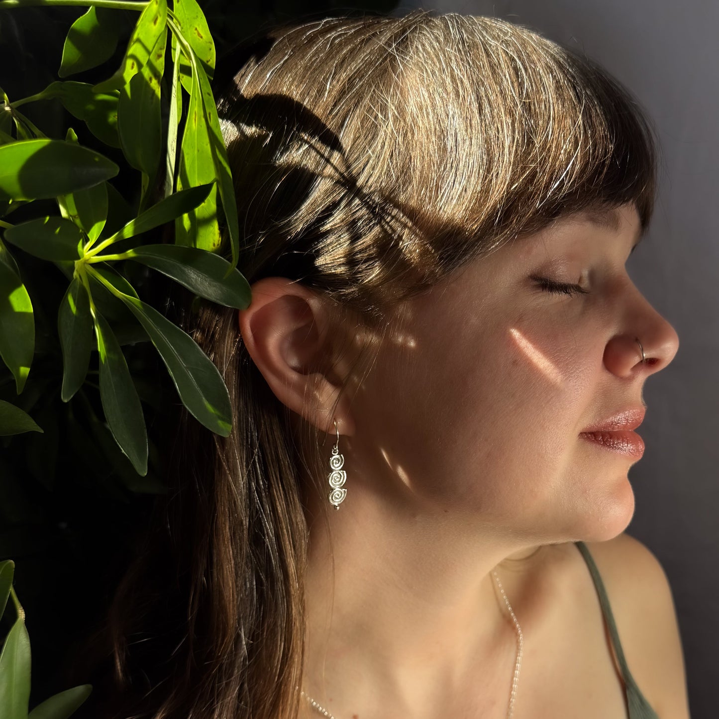 Triple Spiral Drop Earrings