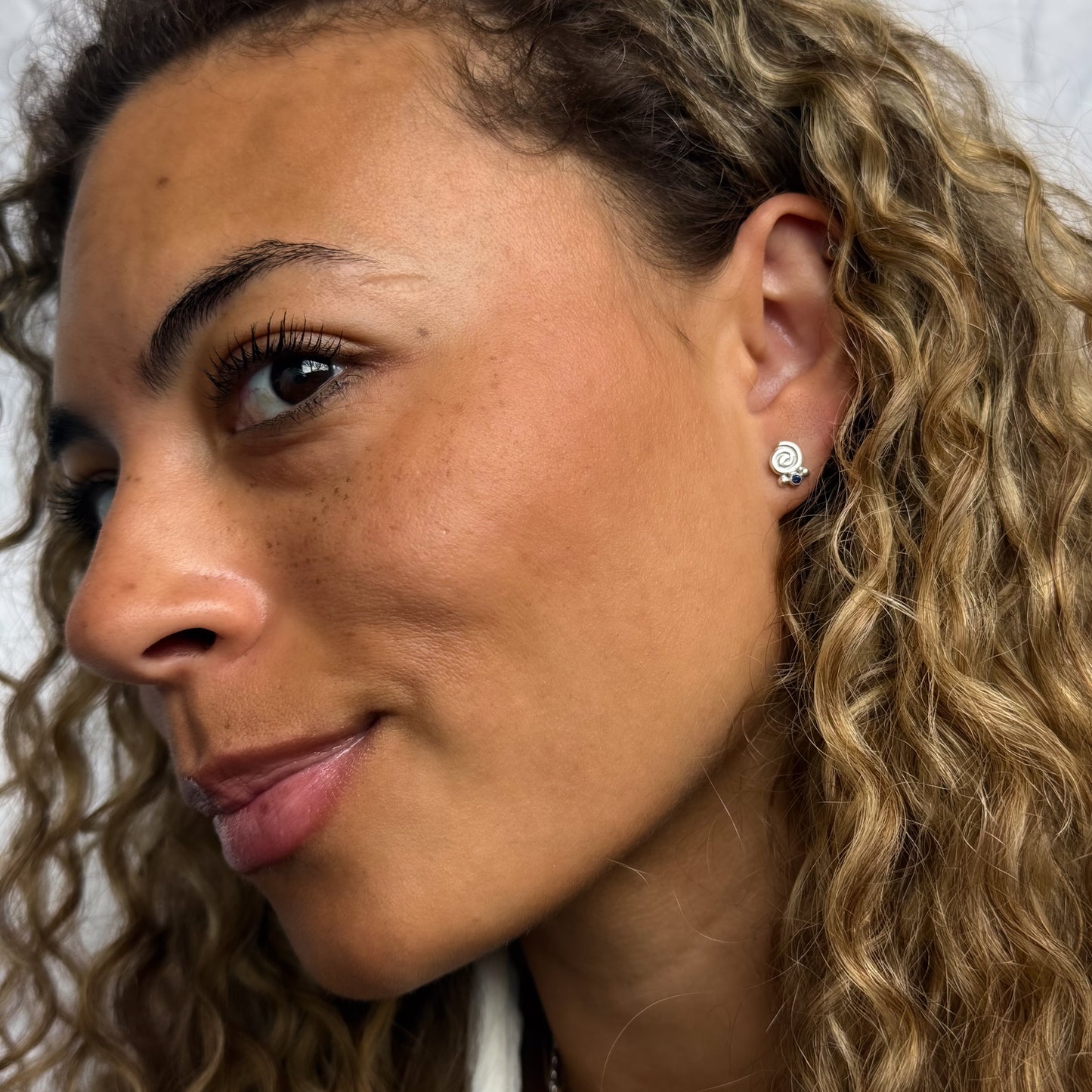 Sapphires and Spirals Stud Earrings