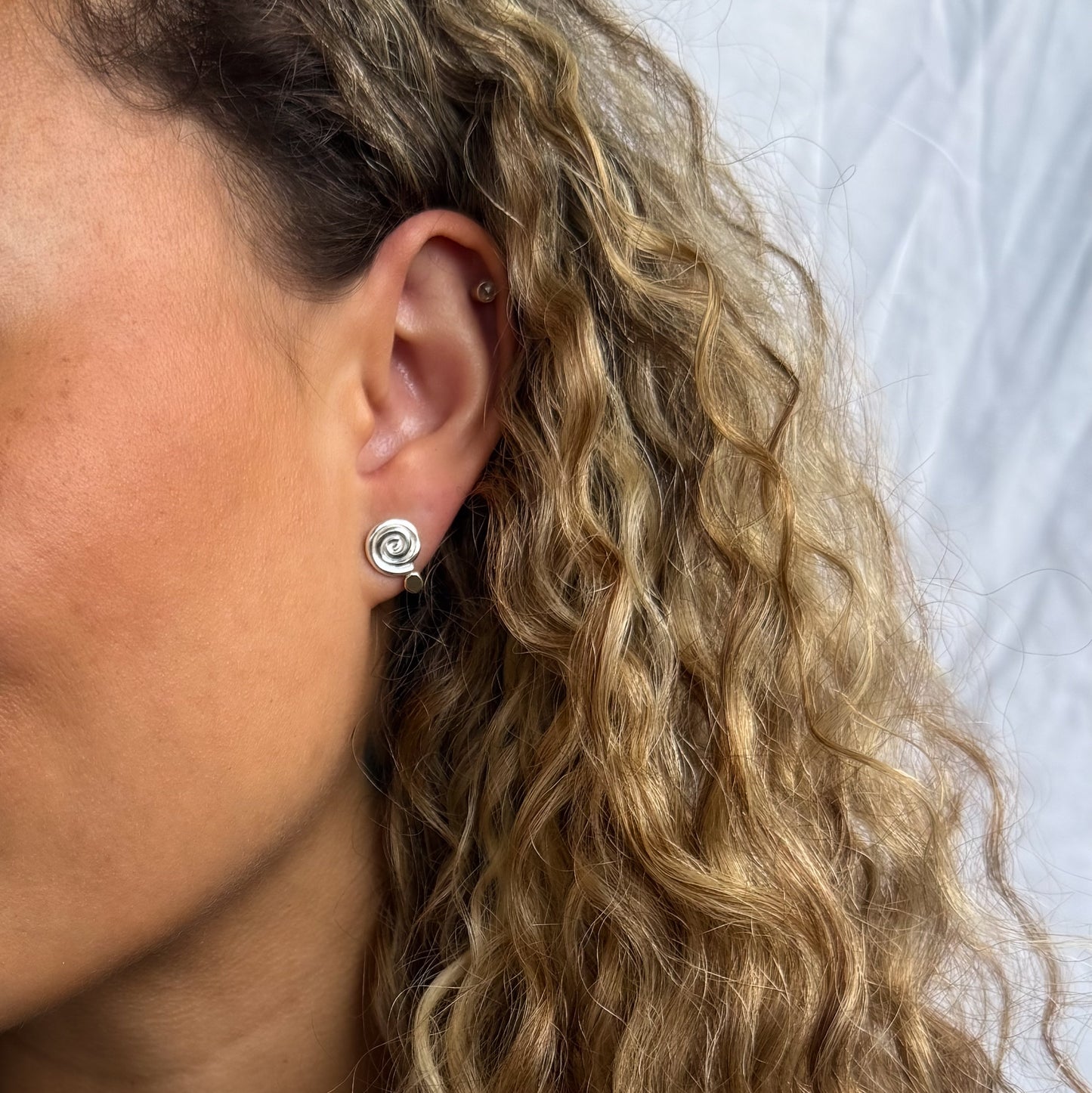 Spiral and Gold Dot Studs