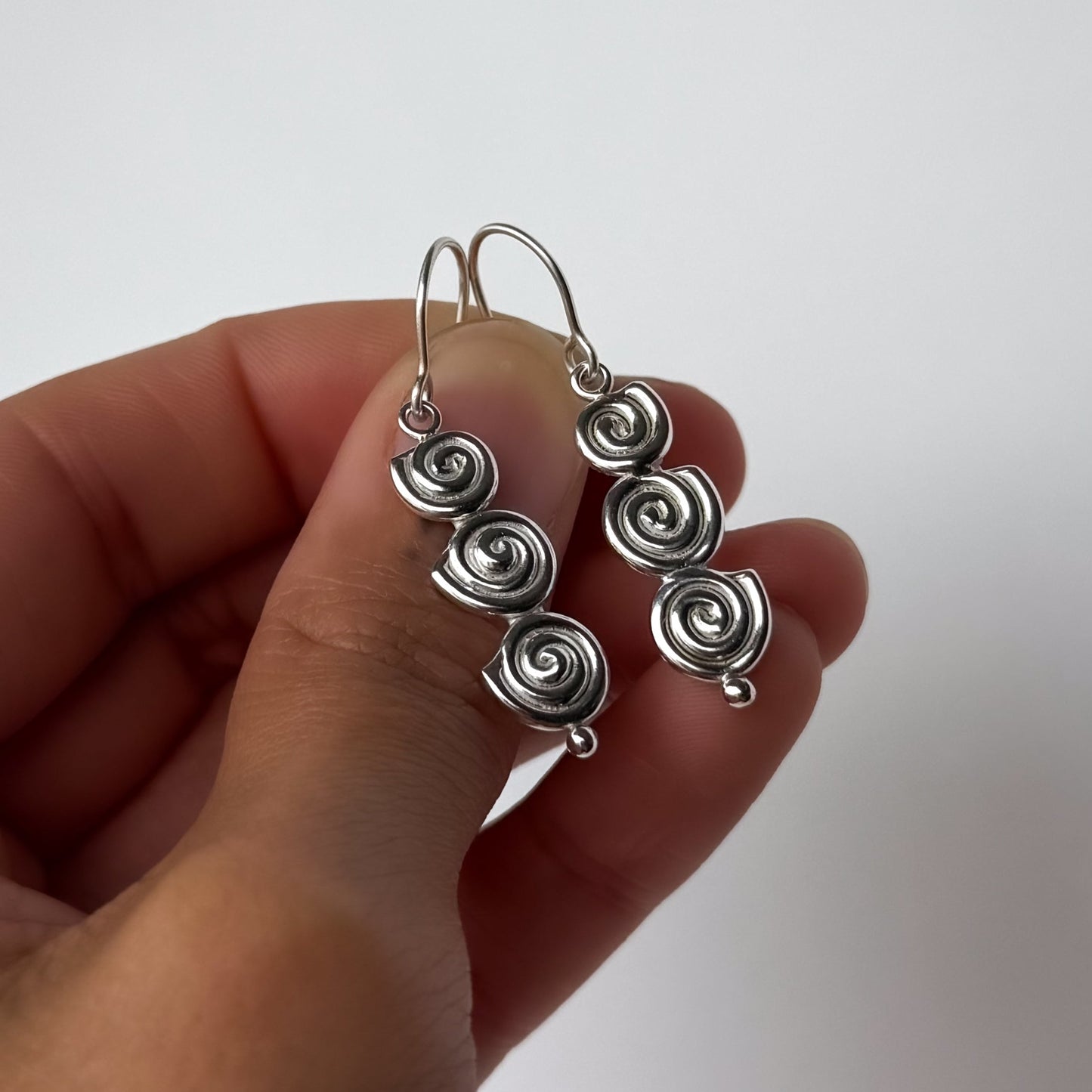 Triple Spiral Drop Earrings