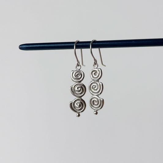 Triple Spiral Drop Earrings