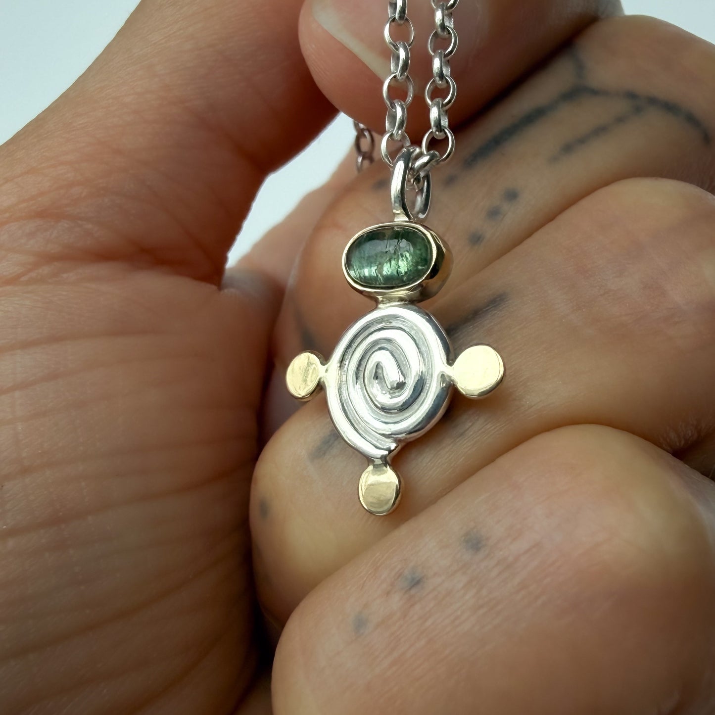Green Tourmaline Spiral Pendant