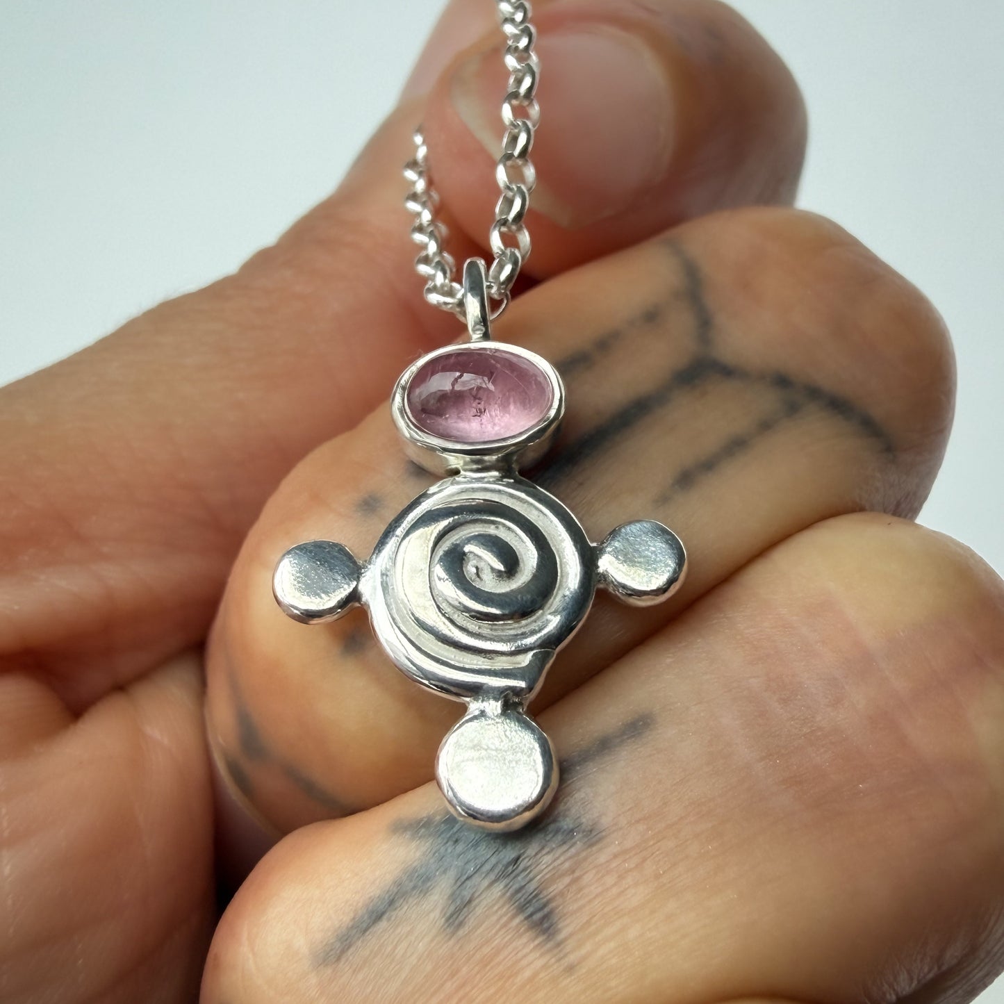 Pink Tourmaline Spiral Pendant