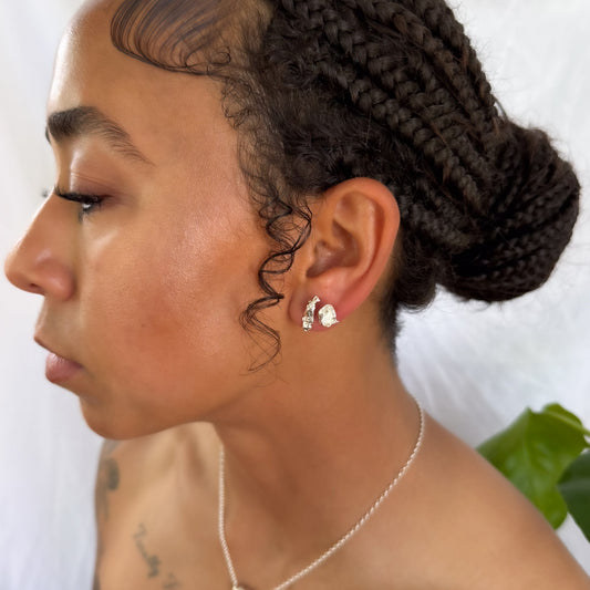 Water Cast Stud Earrings (Pair)