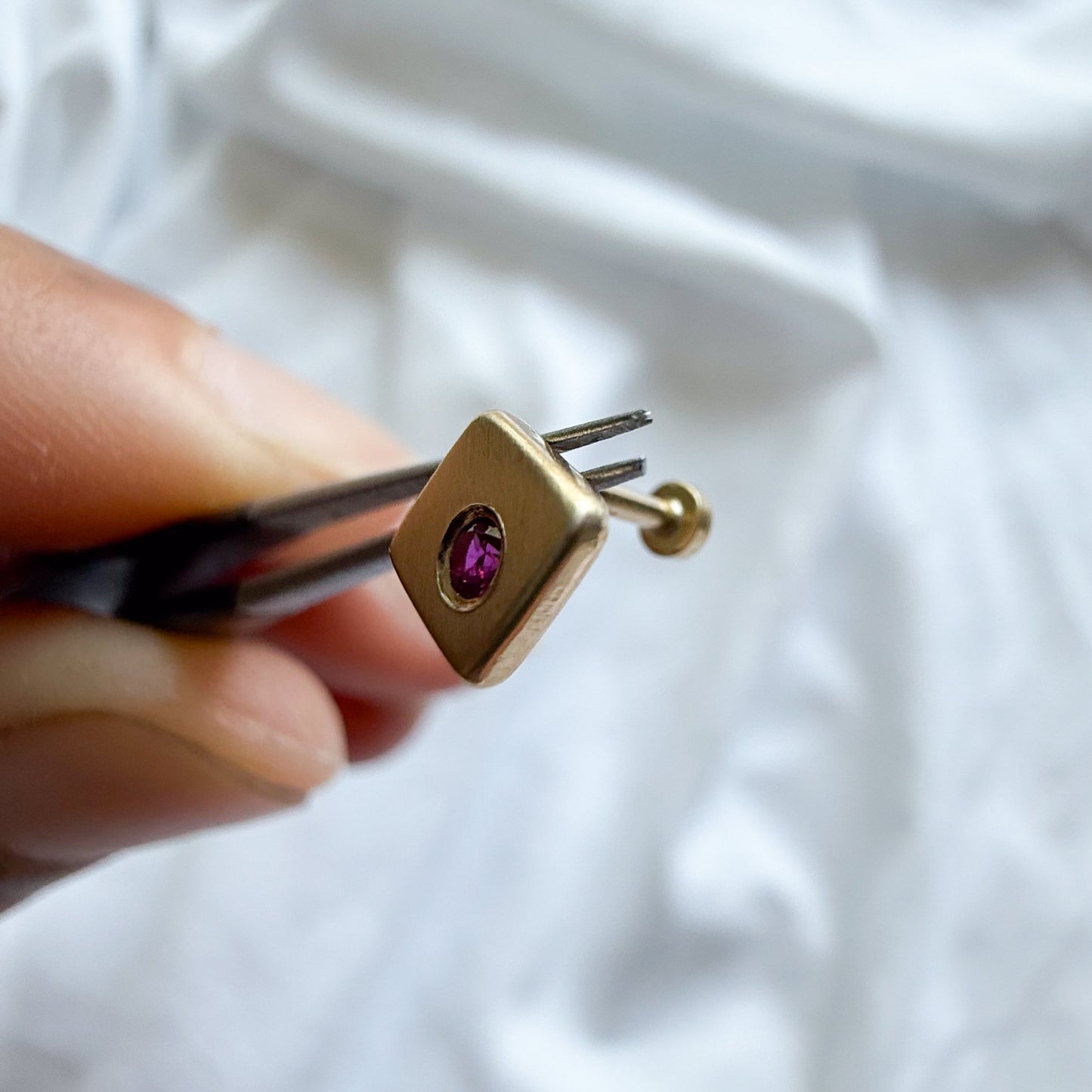 10k Gold 2mm Ruby Flat Back Earring