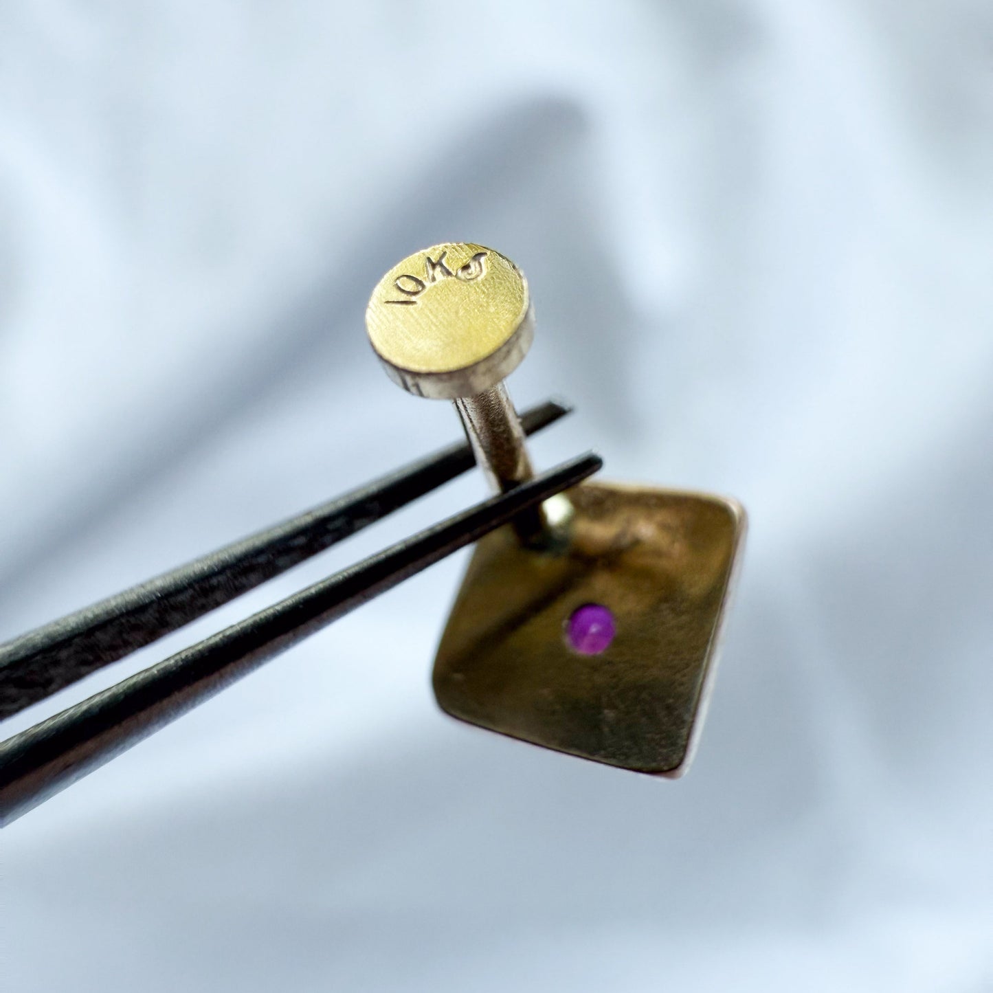 10k Gold 2mm Ruby Flat Back Earring