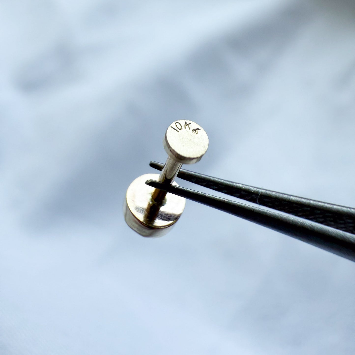 10k Gold 3mm Champagne Diamond Flat Back Earring