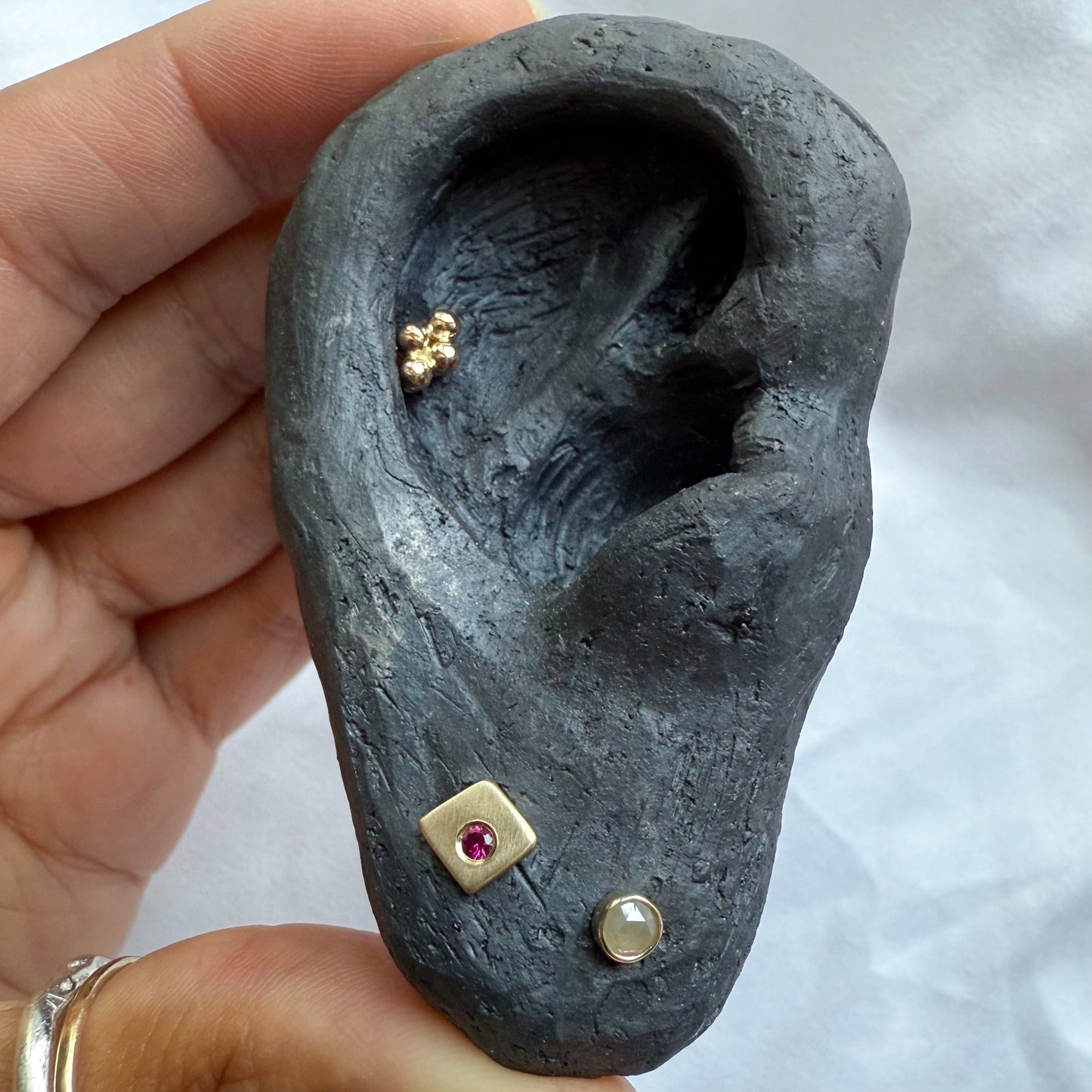 10k Gold 3mm Champagne Diamond Flat Back Earring