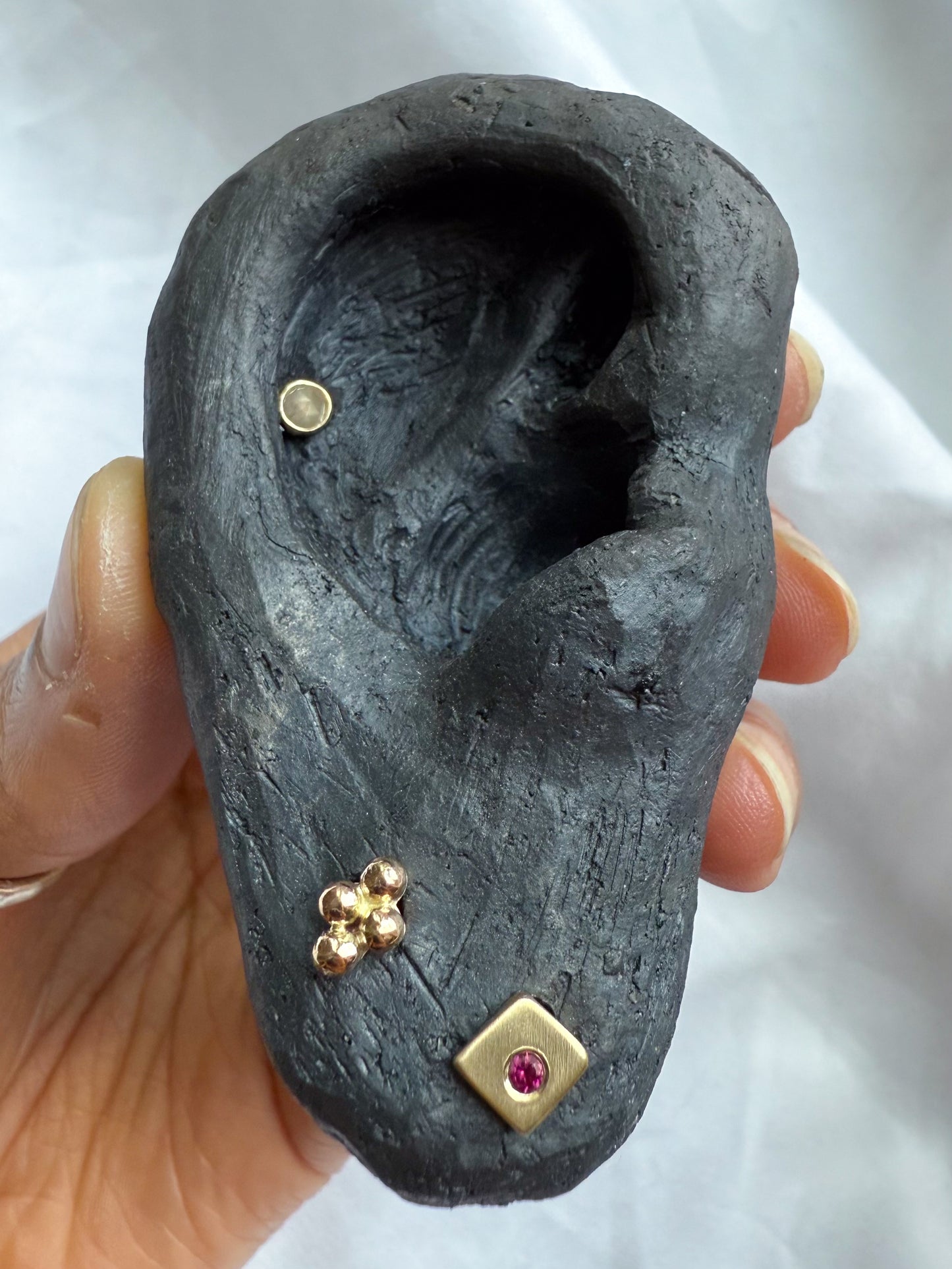 10k Gold 2mm Ruby Flat Back Earring