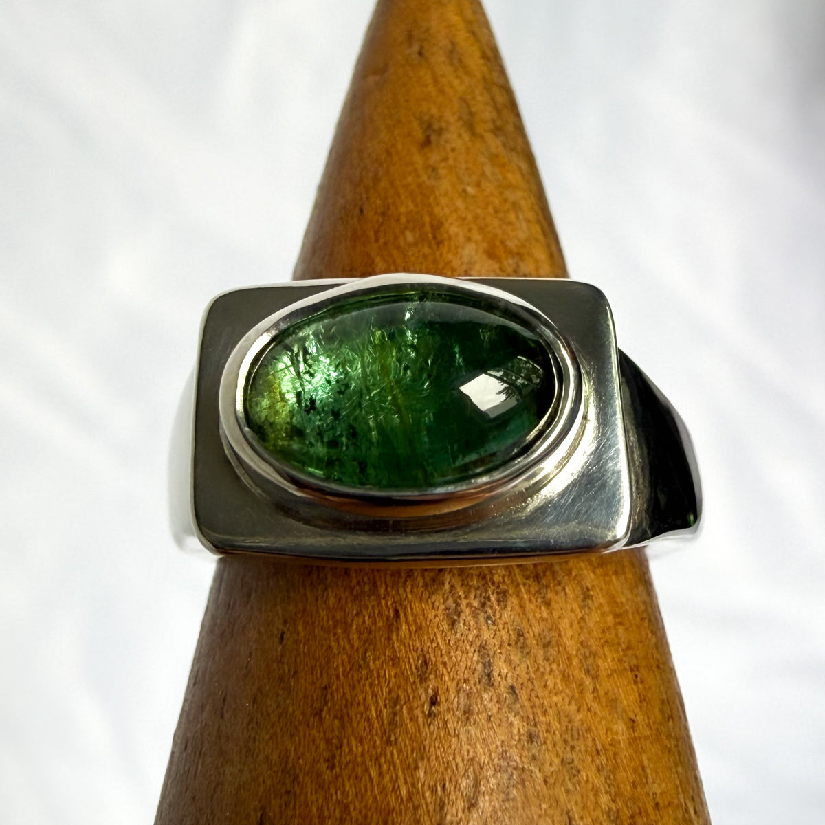 Green Tourmaline Signet Ring Size 5